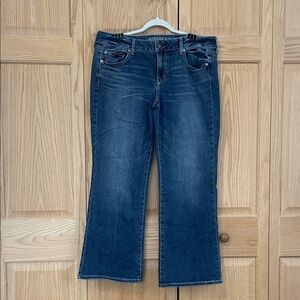 American Eagle Outfitters Favorite Boyfriend Dark Blue Flare Jeans Petite